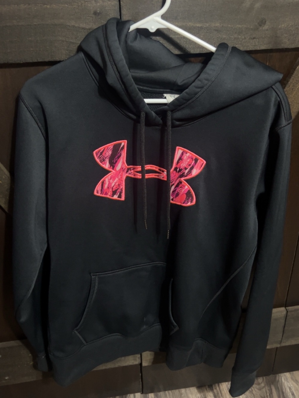 Under Armour Black Hoodie with Pink Patterned Logo